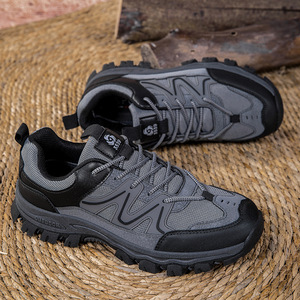 Chaussures de randonnée pour hommes, bout rond, doublure en maille, semelle extérieure en caoutchouc, respirantes, toutes saisons, chaussures de marche en plein air, coupe basse, grande taille - Product Image 2