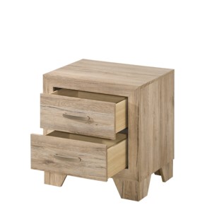 Natural Finish 2 <b>Drawer</b> Contemporary Nightstand Wooden Bedroom Furniture 1pc - Product Image 4