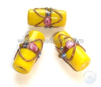 Cuentas de vidrio rojas estampadas al por mayor 12x22mm en tubo para tartas de boda, joyería DIY, fabricación de lámparas de cristal, cortinas, Excel Exports