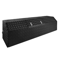 Boîte à outils en aluminium noire à demi-porte pour caravanes, boîte à outils en aluminium pour camion avec étagères réglables