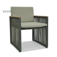 Chaise de jardin à cordes en aluminium, chaise de salle à manger empilable, fournisseur d'usine en plein air