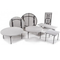 4/5/6ft 120/150/180cm HDPE Runder Tisch für Camping, Partys, Essen, Bankette, Picknicks, Klappbar mit Griff, Faltbarer Plastiktisch