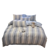 Ensemble de couette en coton jacquard teint en fil de qualité supérieure 40S, ensemble de literie à rayures gaufrées certifié Oeko-Tex, disponible en tailles SB QB KB SKB