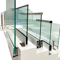 Projet d'appartement américain moderne : Balustrade en verre pour escalier et véranda, profil en U de 12-20 mm, main courante en aluminium pour balcon extérieur