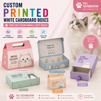 Boîte en carton blanc imprimée en couleur pour aliments pour chats, petit coffret cadeau, carton pliable verni brillant, petite série, prêt à la vente au détail