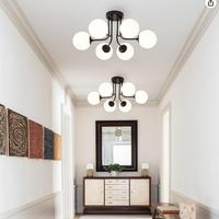 Lustre à bulles LED en fer noir et blanc de style nordique, E27, luminaire suspendu moderne pour la maison et le bureau
