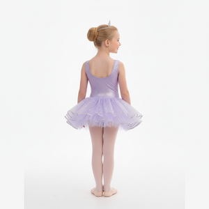 Vestido de Ballet con Lentejuelas Color Lavanda para Niñas, Corsé Brillante sin Mangas con Falda de Tul Plateada, Disfraz de Danza Infantil - Product Image 2