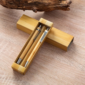 Ensemble de stylos de sport en bois de bambou avec crochet en métal Contrôle tactile Impression de logo Cadeau publicitaire Étui pour stylo - Product Image 1
