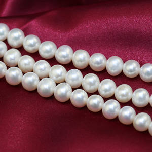 Dây chuỗi hạt ngọc trai nước ngọt tự nhiên nuôi cấy trắng 4-8mm, bán buôn, hạt tròn, lỗ lớn - Product Image 2