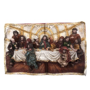 Scultura Religiosa dell'Ultima Cena in Poliresina Dipinta a Mano, Decorazione da Parete per Casa - Product Image 1