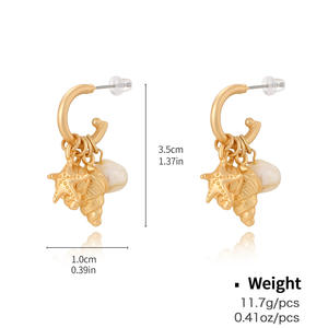 New Ocean Series Pendientes de perlas New Fashion Starfish Shell Pendientes - Product Image 5