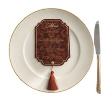 Cartes de menu en velours multicolores de formes originales ; Cartes de remerciement pour mariage et banquet en papier de style européen estampillées or