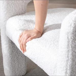 Modern Sherpa <strong>Bucket</strong> Dining <strong>Chair</strong> with Artificial Fur Upholstery for Kitchen &amp; Living Room White or Reception Use - Product Image 6