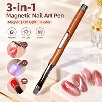 1PC Stylo magnétique 3-en-1 pour nail art, en plastique, pour photothérapie, effet œil de chat, brosse à ongles pour salon professionnel, DIY et usage domestique
