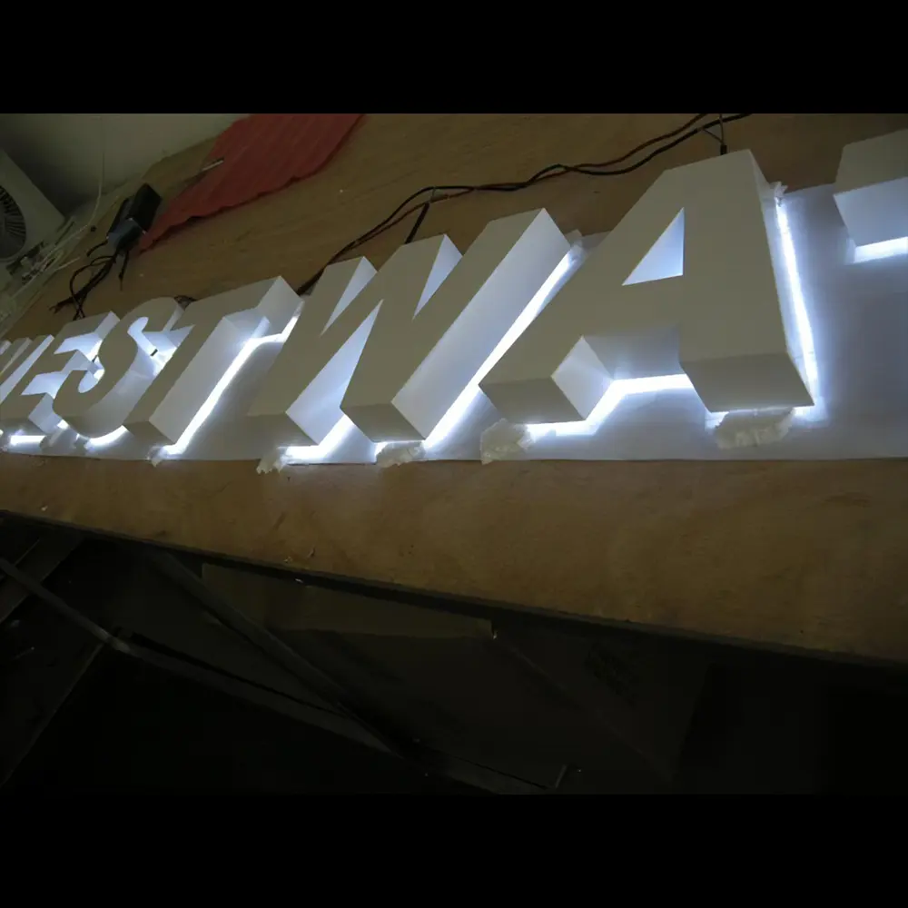 3d Logo Led Kanaal Briefbord Geborsteld Roestvrij Staal Achtergrondverlichting Led Uithangbord Outdoor Winkel Zakelijke Bewegwijzering Voor Reclame