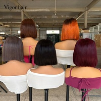 Perruque Bob Courte Sans Colle en Cheveux Humains Vierges Brésiliens, Densité 250%, Double Tirage, Fermeture en Dentelle 5x5, Lisse Baguette