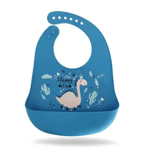 Toptan özelleştirilmiş su geçirmez gıda sınıfı BPA ücretsiz silikon bebek önlükler silikon Babero silikon bebek önlüğü