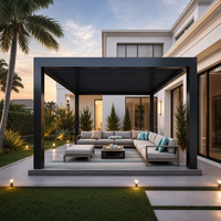 Pergola motorisée en aluminium avec éclairage LED automatique pour jardins, bâtiments, terrasses et gazebos
