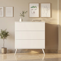 Commode de style Mid-Century Modern à 3 tiroirs, sans poignées, avec pieds coniques, meuble console pour salon, commande en gros, fournisseur OEM