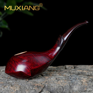 Muxiang Handmade Briar Smoking Pipe Bent Type 3mm Smoke Channel Solid Wood Tobacco Pipe - Product Image 2