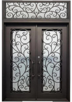 Porte d'entrée moderne en fer forgé Porte de sécurité pivotante de haute qualité pour villa