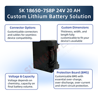 Batterie SUNKING 24V 20Ah 18650 avec coque en plastique, 800 cycles, pour fauteuil roulant et dispositif extérieur, source d'alimentation de secours