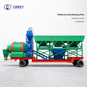Planta Mezcladora de Concreto Móvil Pequeña Corey YHZM2000 con Control Automático y Mezcladora JS1500 para Proyectos de Construcción - Product Image 1