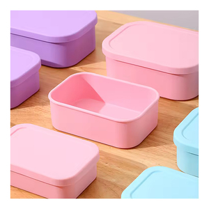 Venda Quente: Caixas de Almoço Retangulares Portáteis em Silicone, Livre de BPA, em 3 Tamanhos, para Armazenamento de Alimentos e Micro-ondas para Crianças - Product Image 1