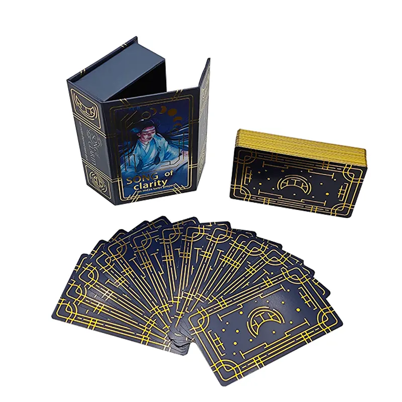 Precio de descuento Impresión personalizada Oracle Gold Foil Deck Cartas de Tarot laterales de borde dorado de alta calidad con caja magnética