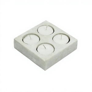Marble White Color <b>Tealight</b> Candle <b>Holder</b> Handmade Square Shape Candle <b>Holder</b> For Home Decor Accessories - Product Image 1