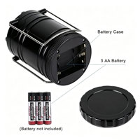 Lampe de tente LED portable, lampe de camping, lampe de poche d'urgence avec 3 piles AA, lanterne, piles non incluses