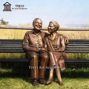 Città Street ornamento di dimensioni reali bronzo <span class=keywords><strong>vecchio</strong></span> uomo <span class=keywords><strong>e</strong></span> donna statue per la vendita - Product Image 5