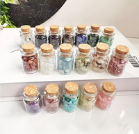 Bouteille à Vœux en Verre avec Copeaux de Cristal Naturel Personnalisés, Mini Graviers de Pierres Précieuses, Bouteille à Chakra avec Bouchon en Liège – Vente en Gros
