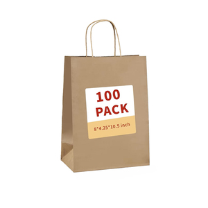 Sacs en papier kraft brun en gros pour emballage alimentaire, sacs fourre-tout personnalisés, sacs cadeaux artistiques lavables pour robes avec poignées et logo - Product Image 1