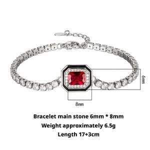 Wholesale Toderi Jewelry Eco-friendly <b>Copper</b> 6*8MM Multicolor Zircon Square Chain Bracelet Femme for Elegant Daily Wear - Product Image 2