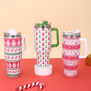 6 couleurs 40oz <span class=keywords><strong>arbre</strong></span> de Noël et <span class=keywords><strong>canne</strong></span> à sucre strass tasses Bling strass réutilisable isolé voyage gobelets avec poignée - Product Image 4