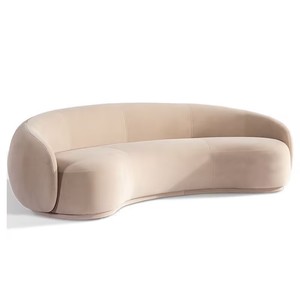 Sofá Redondo Moderno Curvo de Terciopelo Estilo Luna, Sofá <span class=keywords><strong>Nórdico</strong></span> de 3 Plazas <span class=keywords><strong>Relleno</strong></span> de Esponja para Apartamento, Villa, Hotel, Muebles de China - Product Image 1