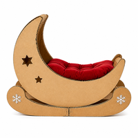 Lit pour chat en carton ondulé en forme de lune croissante, griffoir empilable avec coussin, salon pour chat d'intérieur