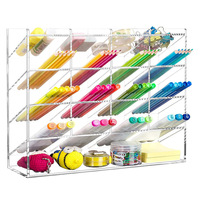 Boîte de rangement pour marqueurs acryliques personnalisée, organisateur de bureau transparent, design incliné, crayons d'aquarelle pour enfants, cosmétiques