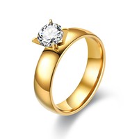 Bague de couple DAIHE en acier inoxydable, finition or mat et zircon, style simple et tendance, en promotion