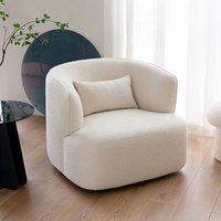 Fauteuil pivotant de style nordique, luxe léger, une place, en fausse fourrure Sherpa, pour cafés, hôtels et bureaux de vente