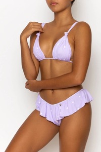 Top de <span class=keywords><strong>Bikini</strong></span> con Volantes YWMR-9037, Color Sólido, Nuevo <span class=keywords><strong>Bikini</strong></span> Femenino con Diseño de Lunares, Traje de Baño Dividido para Mujer, <span class=keywords><strong>Bikini</strong></span> de Marca Privada - Product Image 5