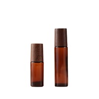 Flacon roll-on en verre ambré de 1 ml, 2 ml, 3 ml, 5 ml avec bouchon en bois, conteneur pour huile essentielle, flacon d'échantillon de parfum