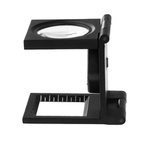 LARREX Folding Mini Handheld Optical LED Light 10X Pocket Metal Glass Lens Magnifier Leather Sheath Textile Jewelry Inspection 1