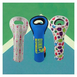 Housse de bouteille de vin en néoprène sur mesure pour les fans de pickleball, design unique, manchons de bouteille avec des éléments sur le thème du pickleball - Product Image 1