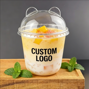 Vasos de Plástico Desechables Transparentes de Pared Simple de 16oz/30ml con Tapas de Cúpula de 90mm de Diámetro, Recipientes para Helado con Logotipo Personalizado - Product Image 3