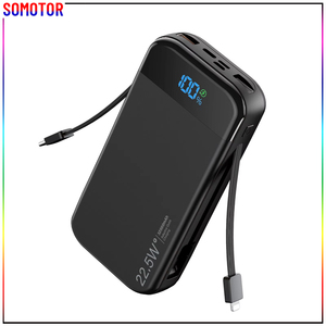 <span class=keywords><strong>2026</strong></span>년 베스트셀러 제품 듀얼 USB 대용량 20000mAh 내장 케이블 야외용 휴대용 충전기 슬림 USB 보조배터리 - Product Image 1