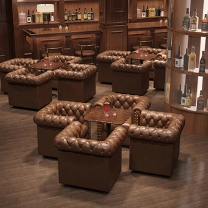 Sillas de Bambú Estilo Europeo Americano para <span class=keywords><strong>Bar</strong></span>, Sofás para <span class=keywords><strong>Bar</strong></span> de Whisky, Sala de Cigarros, Sillas Tiger, Conjuntos de Mesa y Sillas Estilo Americano Retro - Product Image 5