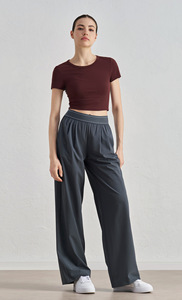 <span class=keywords><strong>Pantaloni</strong></span> Lunghi Casual da Donna <span class=keywords><strong>in</strong></span> Tela Comodi <span class=keywords><strong>con</strong></span> Tasche, Gamba Larga, Vita Elastica, Traspiranti per Yoga e Allenamento - Product Image 6