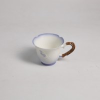 Tasse à café créative en céramique avec poignée latérale, bordure en forme de cœur, glaçure dégradée bleue, série Xi Wu, réutilisable, écologique, cadeau promotionnel